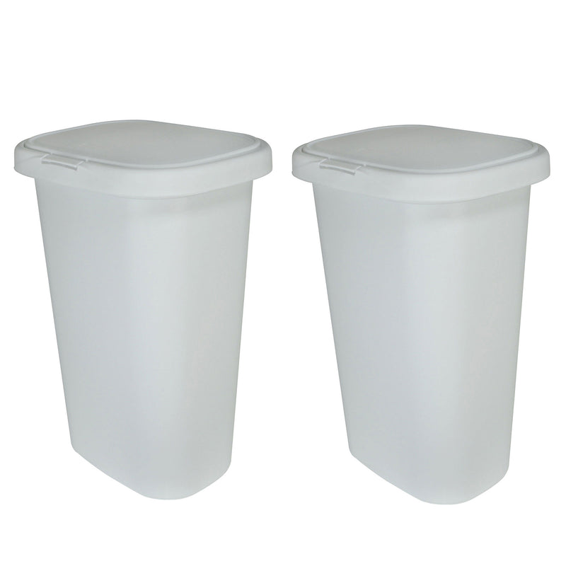 Rubbermaid 13 Gallon Rectangular Spring-Top Lid Wastebasket Trash Can (2 Pack)