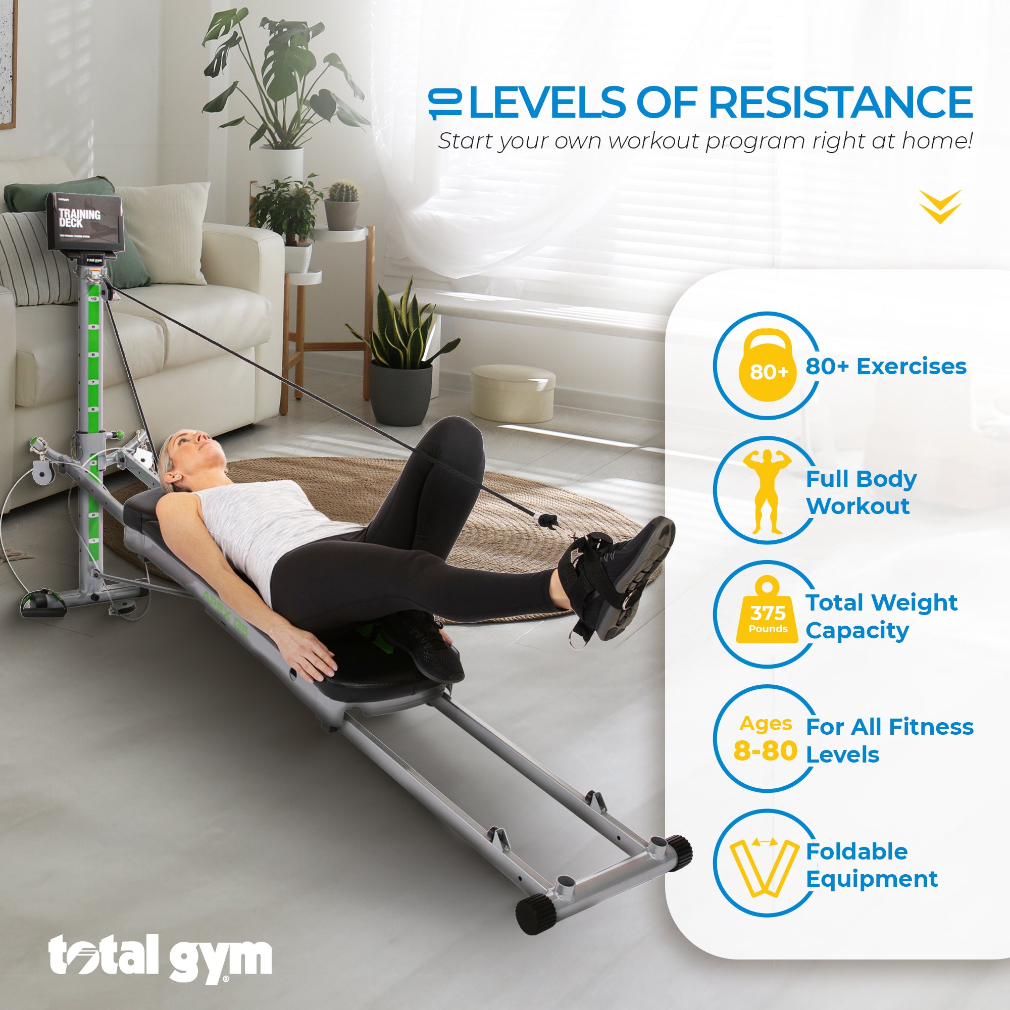 Total Gym Fitness - Incline Weight Training w/ 10 Resistance Levels (For Parts) - VMInnovations