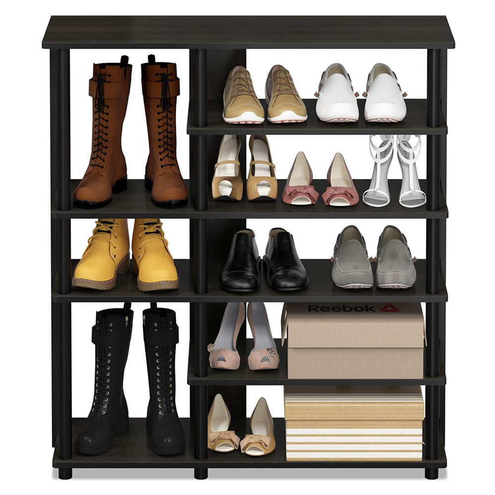 Furinno Turn-N-Tube Multipurpose Storage Shoe Rack Organizer, Espresso Black