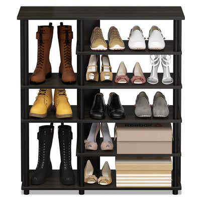 Furinno Turn-N-Tube Multipurpose Storage Shoe Rack Organizer, Espresso Black