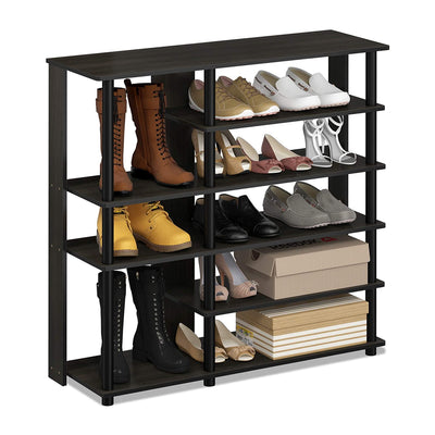 Furinno Turn-N-Tube Multipurpose Storage Shoe Rack Organizer, Espresso Black
