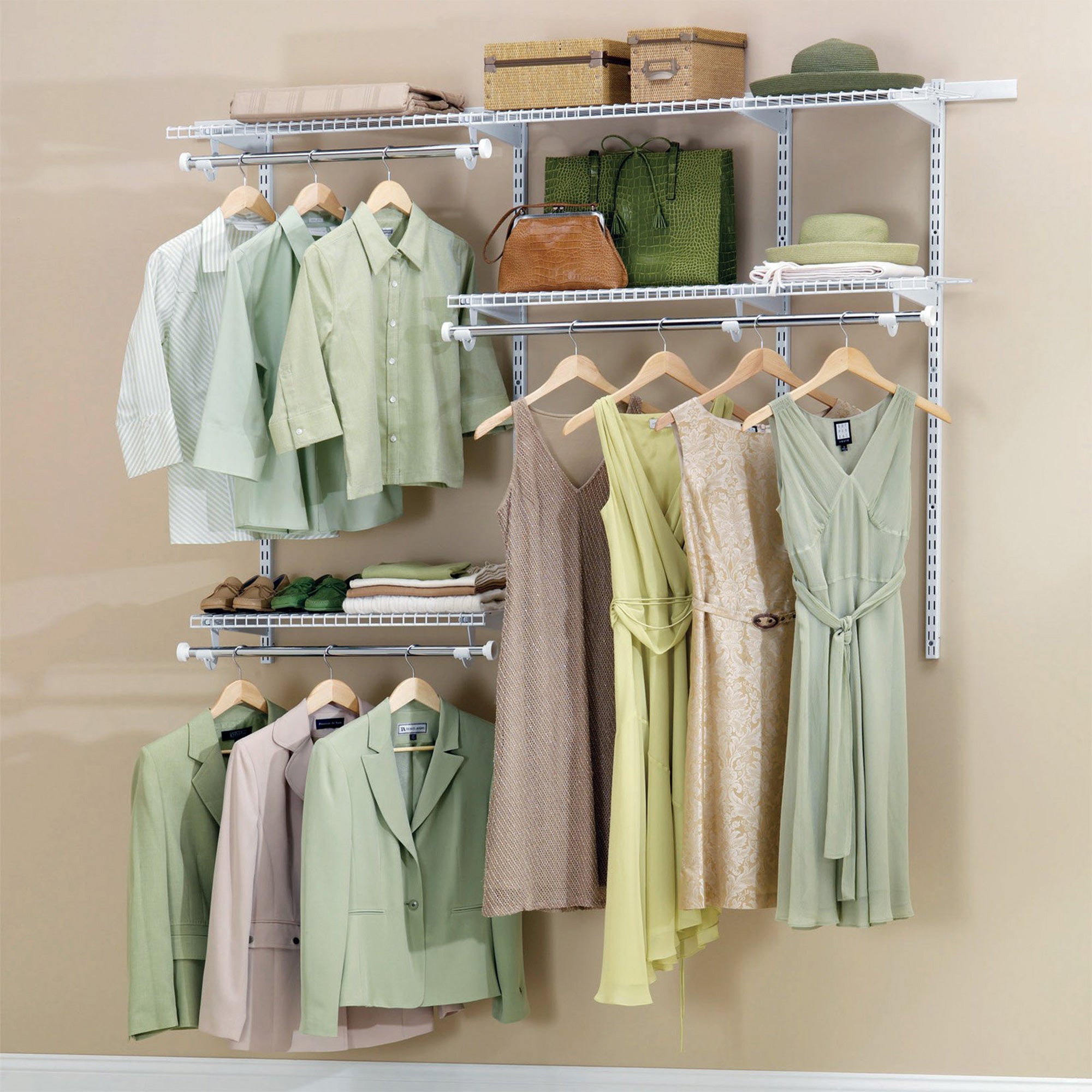 Rubbermaid Configuration 3-6 Feet Custom DIY Closet Storage Organizer Kit, White - VMInnovations