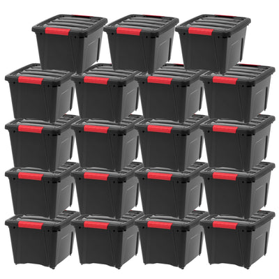 IRIS USA 12 Pack Stack and Pull 19 Quart Storage Tote Container Box with Lid