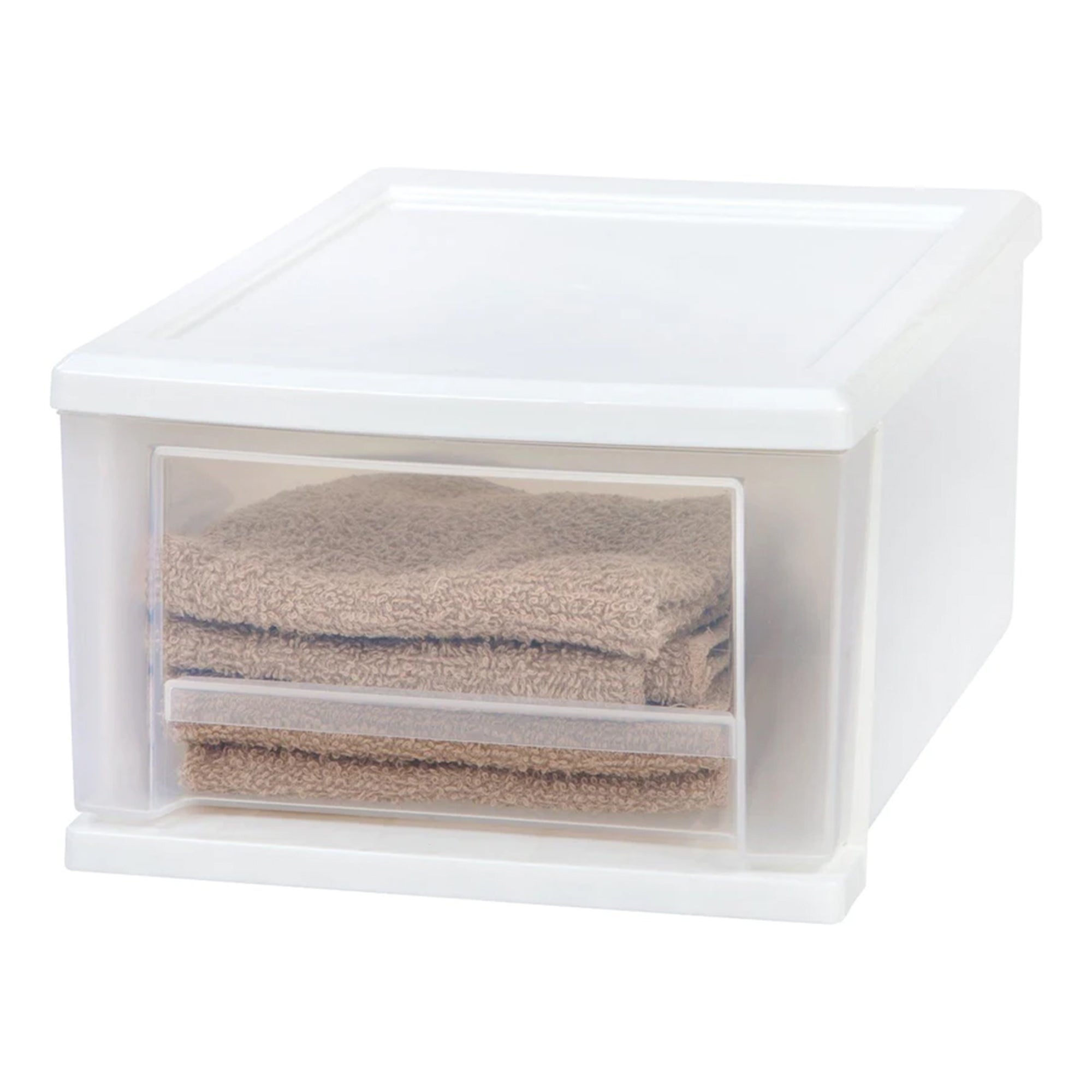 IRIS USA 7 Quart Hard Plastic Extra Large Stacking Tote Drawer, White, (8 Pack)