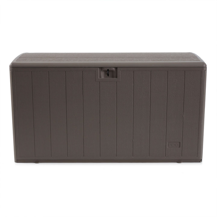 Plastic Development Group 105 Gallon Outdoor Patio Storage Deck Box, Driftwood