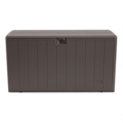 Plastic Development Group 105-Gal Patio Storage Deck Box, Driftwood (Open Box)