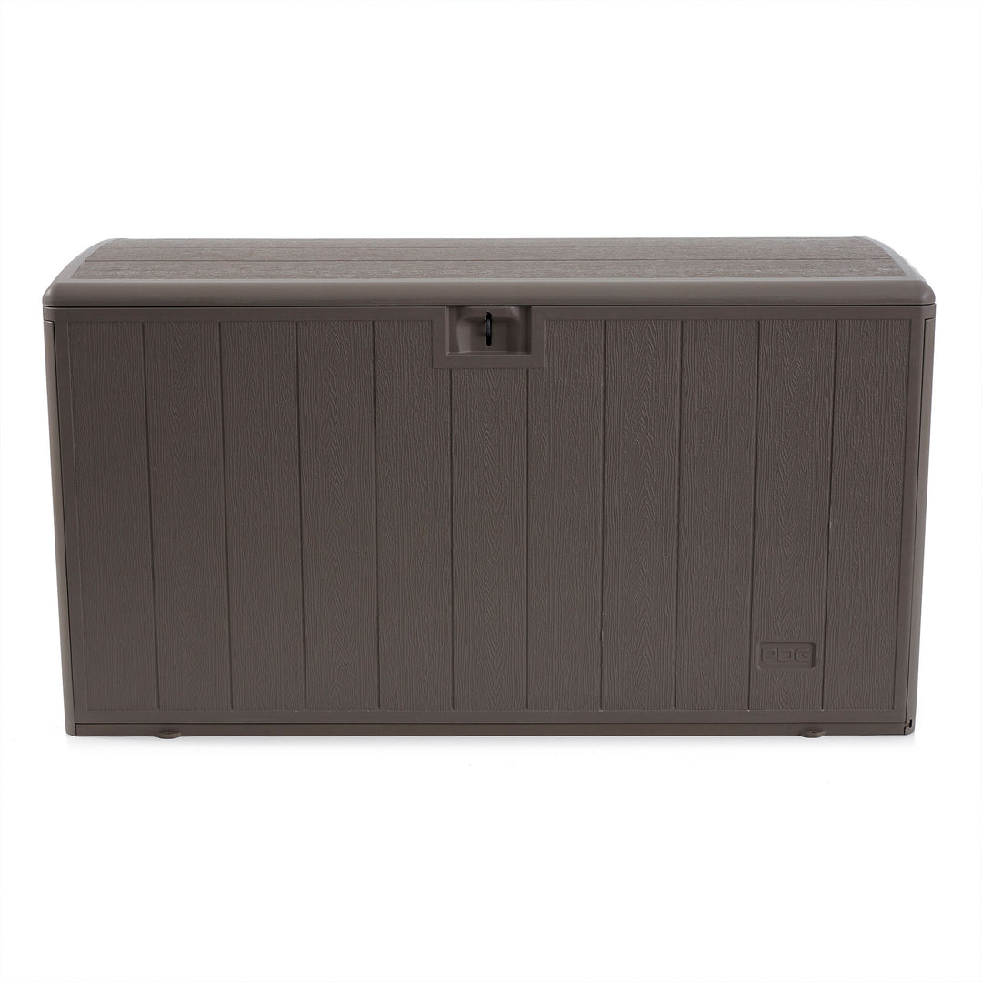Plastic Development Group 105-Gallon Outdoor Patio Storage Box, Driftwood (Used)