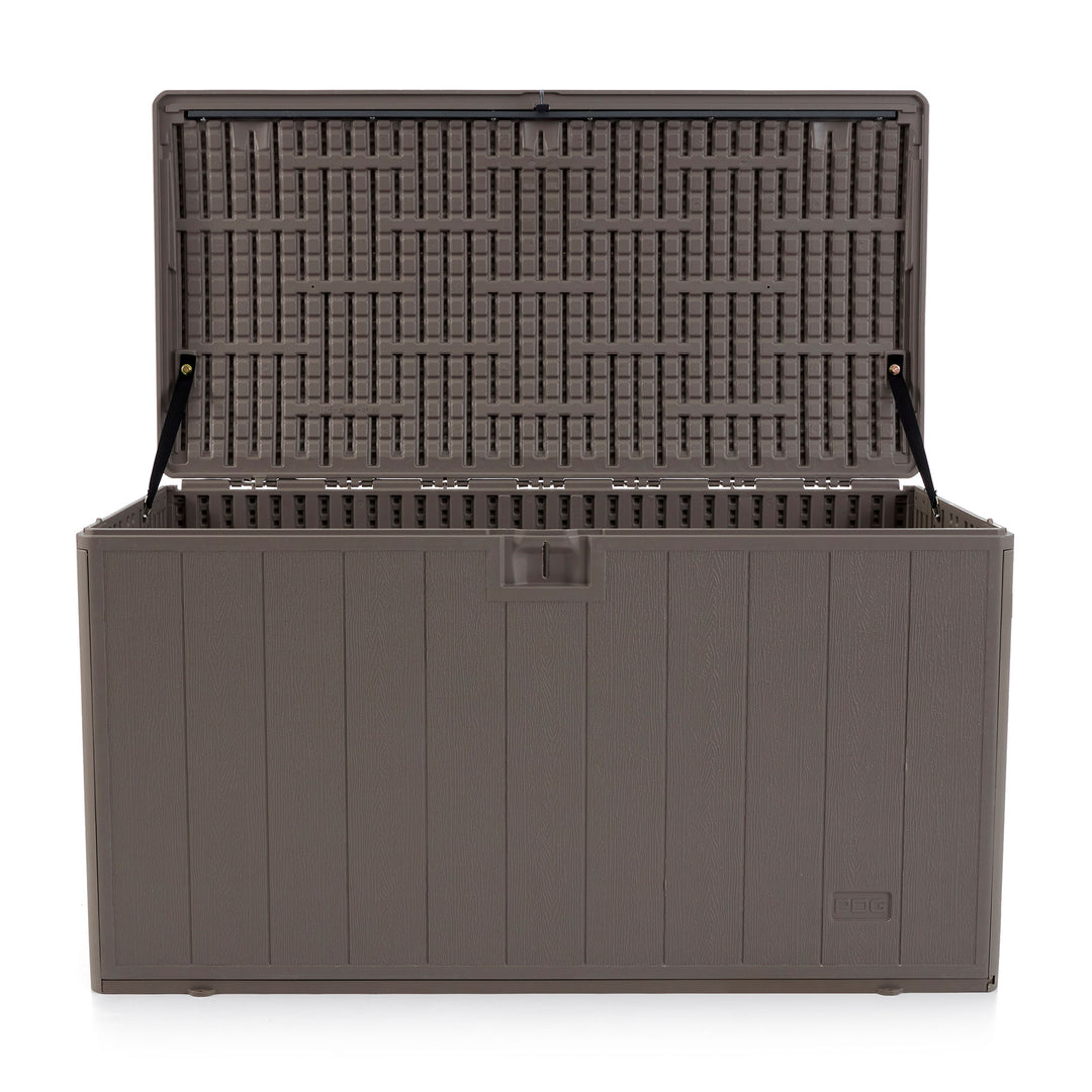 Plastic Development Group 105-Gal Patio Storage Deck Box, Driftwood (Open Box) - VMInnovations