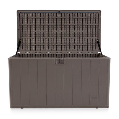 Plastic Development Group 105-Gal Patio Storage Deck Box, Driftwood (Open Box) - VMInnovations