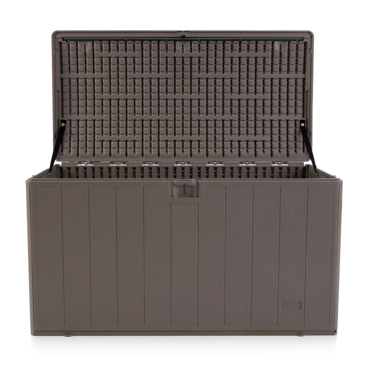 Plastic Development Group 105-Gal Patio Storage Deck Box, Driftwood (Open Box)