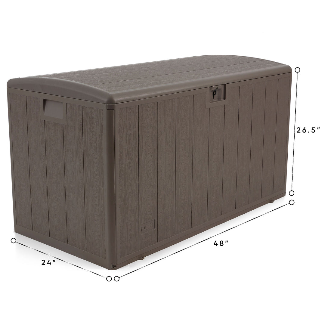 Plastic Development Group 105 Gallon Outdoor Patio Storage Deck Box, Driftwood