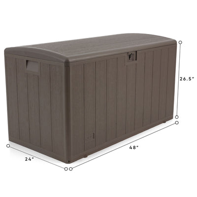 Plastic Development Group 105-Gal Patio Storage Deck Box, Driftwood (For Parts)