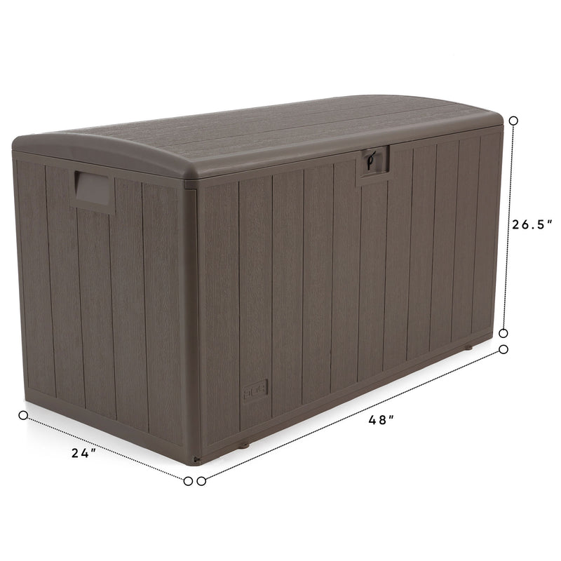 Plastic Development Group 105-Gallon Outdoor Patio Storage Box, Driftwood (Used)