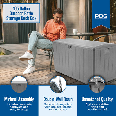 Plastic Development Group 105-Gal Resin Storage Patio Deck Box, Gray (Open Box) - VMInnovations