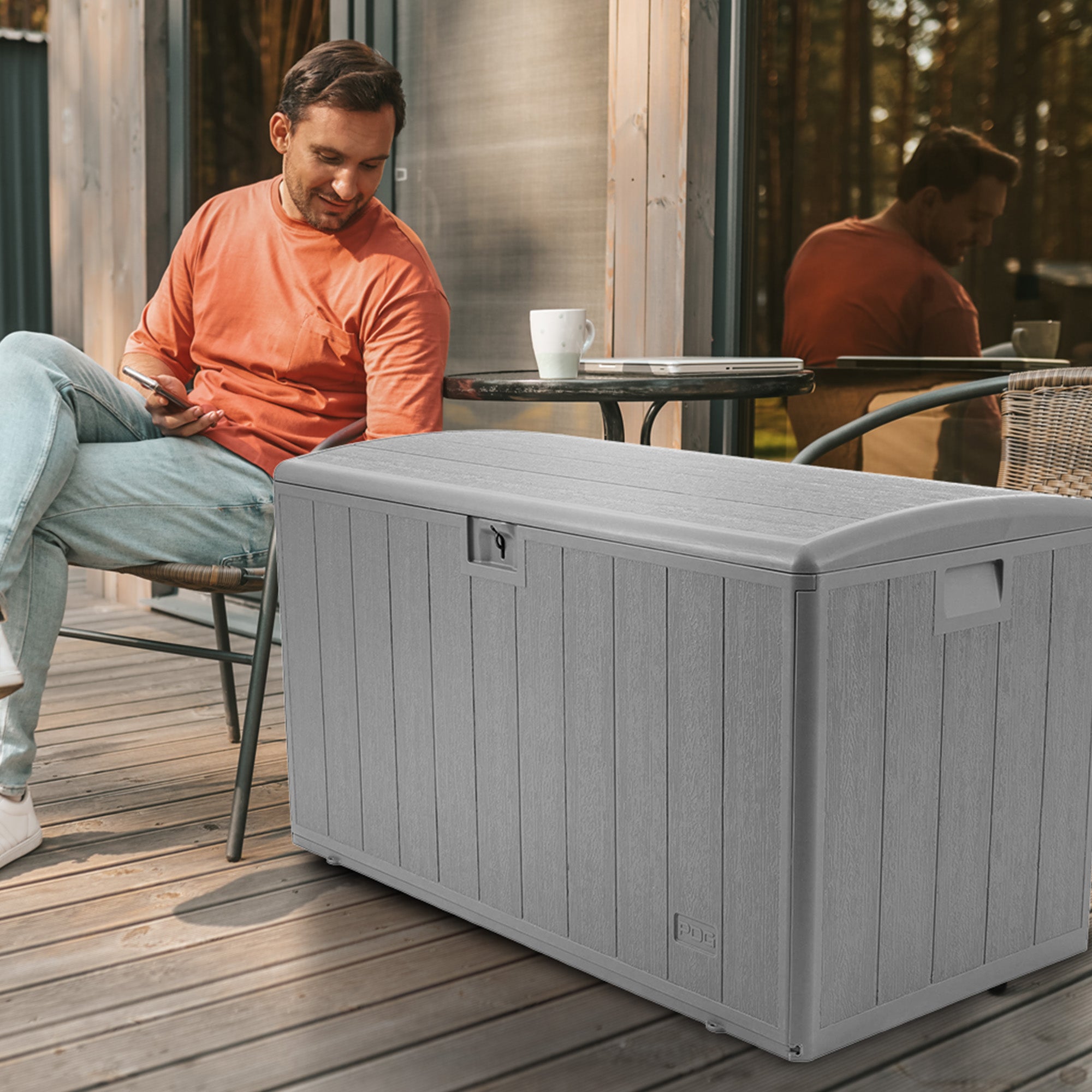 Plastic Development Group 105-Gallon Resin Storage Patio Deck Box, Gray (Used) - VMInnovations