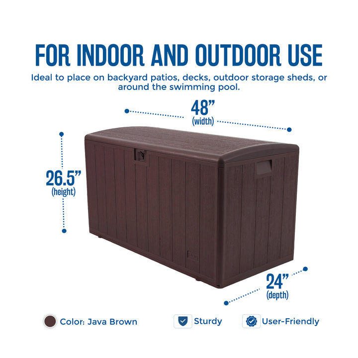 Plastic Development Group 105-Gallon Resin Outdoor Storage Deck Box, Java Brown