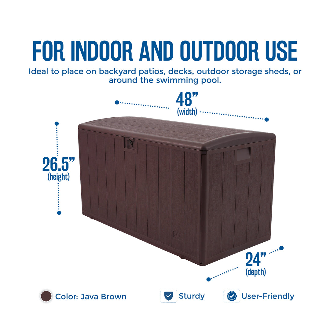 Plastic Development Group 105-Gallon Resin Storage Deck Box, Java Brown (Used)