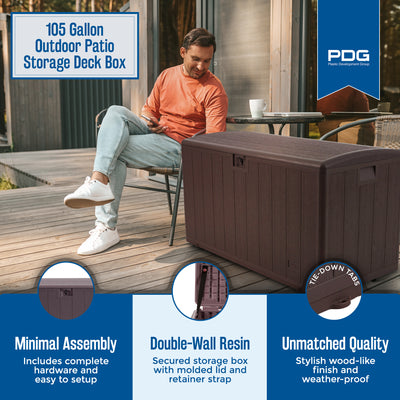 Plastic Development Group 105-Gallon Resin Storage Deck Box, Java Brown (Used) - VMInnovations