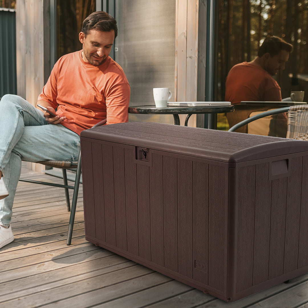 Plastic Development Group 105-Gallon Resin Outdoor Storage Deck Box (Open Box) - VMInnovations