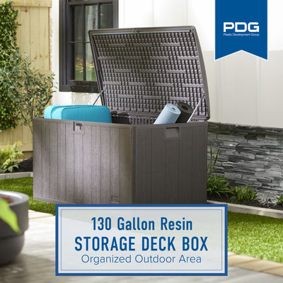 Plastic Development Group 130-Gal Resin Patio Storage Deck Box, Gray (Open Box)