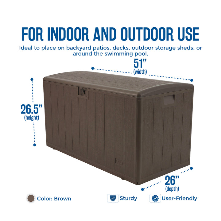Plastic Development Group 130-Gallon Outdoor Patio Deck Box, Brown (Open Box) - VMInnovations