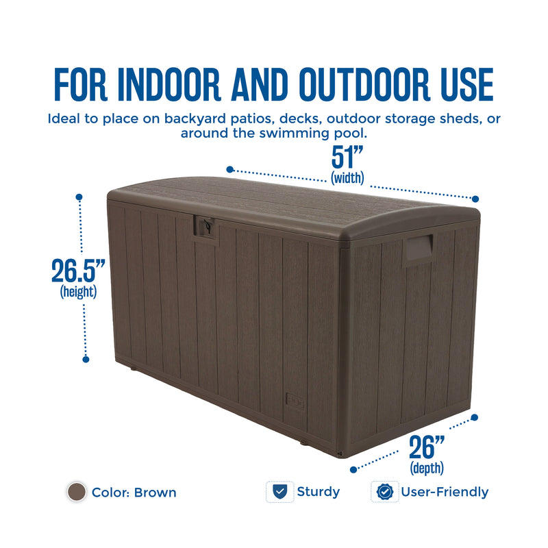 Plastic Development Group 130-Gallon Outdoor Patio Deck Box, Brown (Open Box)