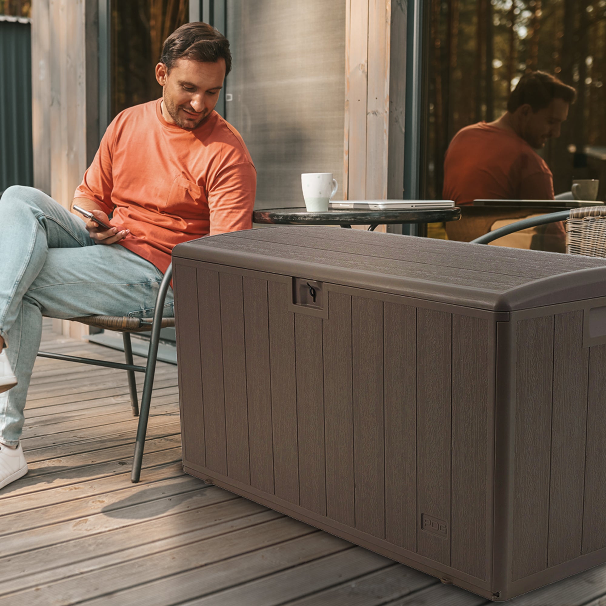 Plastic Development Group 130-Gallon Resin Outdoor Patio Storage Deck Box (Used) - VMInnovations