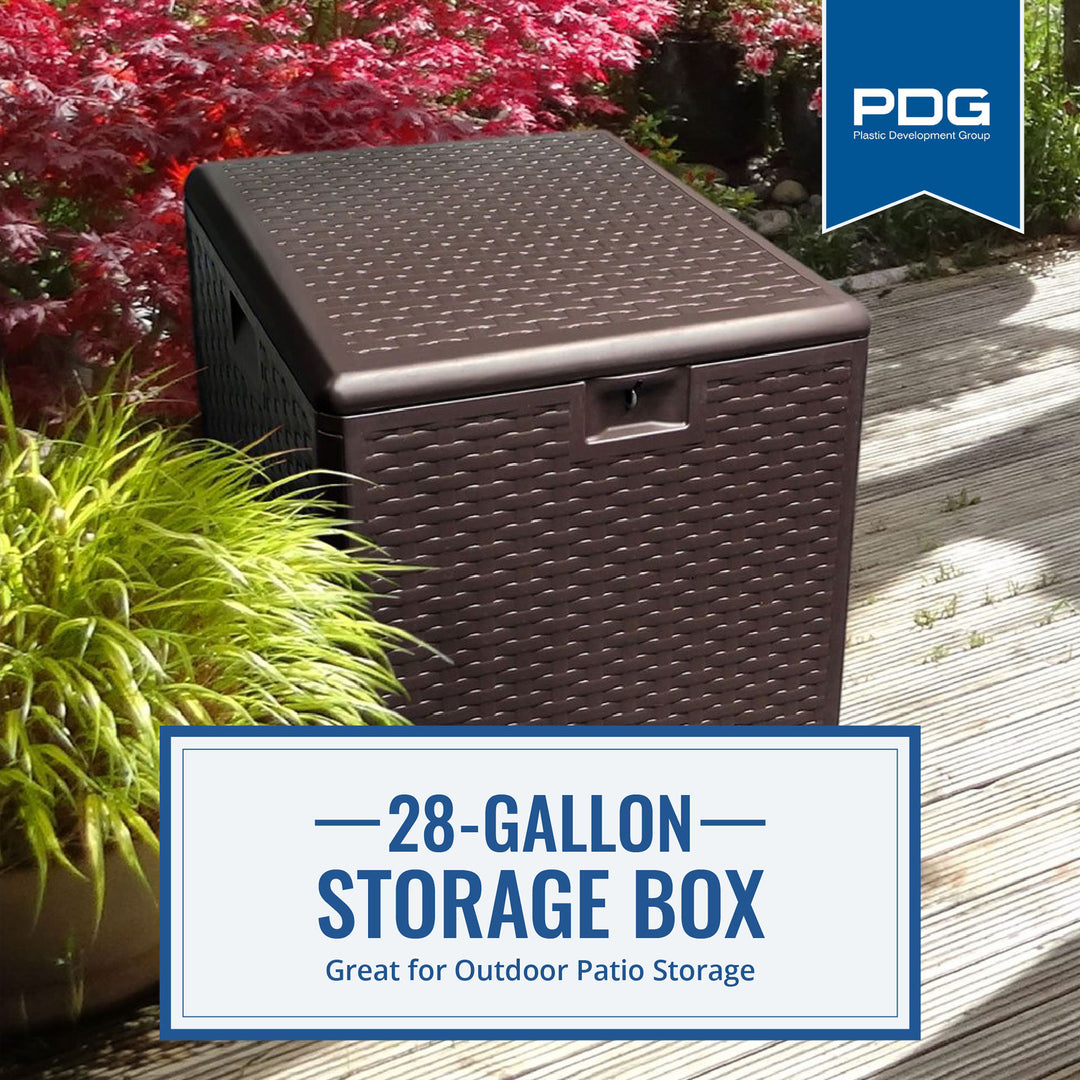 Plastic Development Group 28-Gallon Resin Patio Storage Deck Box, Brown (Used) - VMInnovations