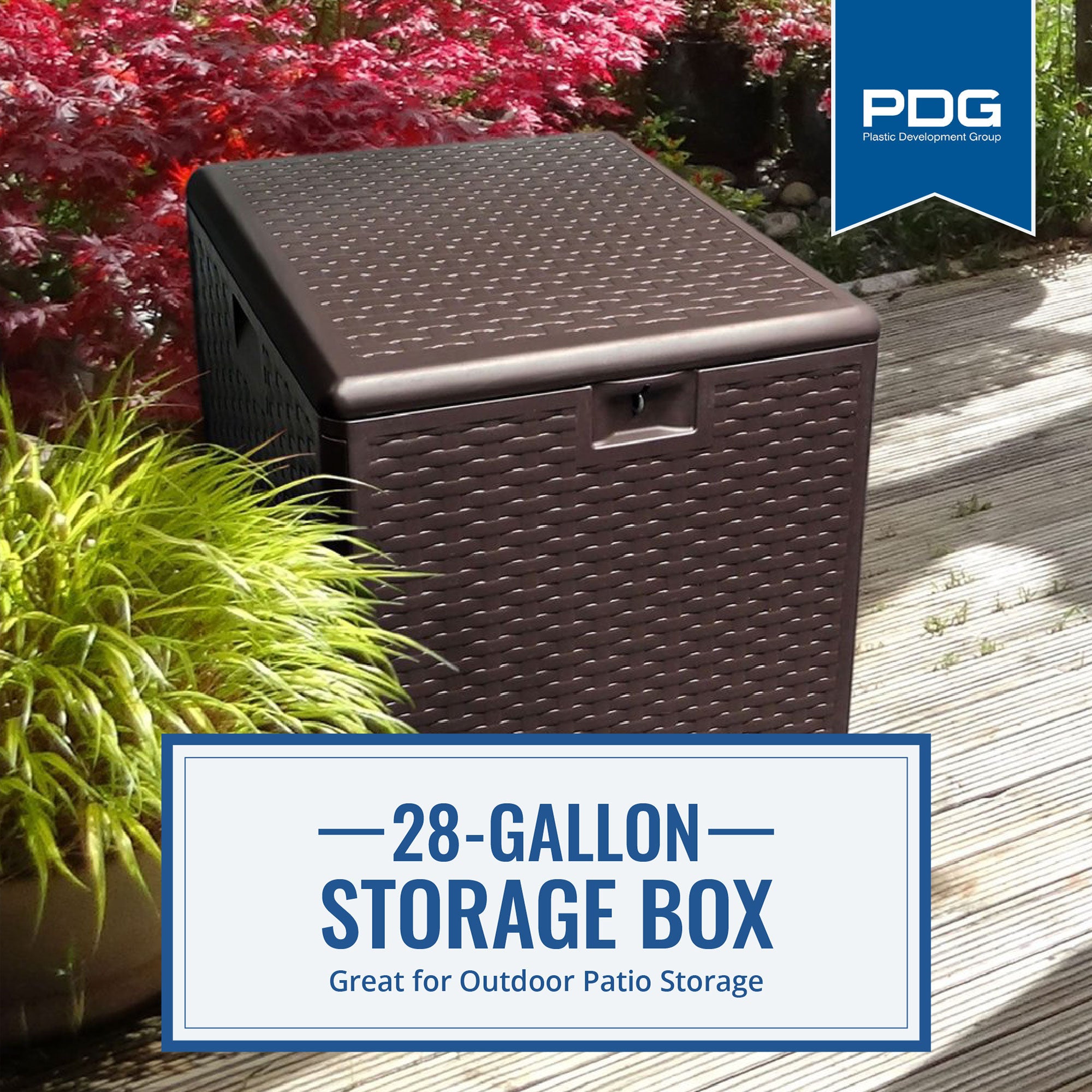 Plastic Development Group 28-Gallon Resin Patio Storage Deck Box (Open Box) - VMInnovations