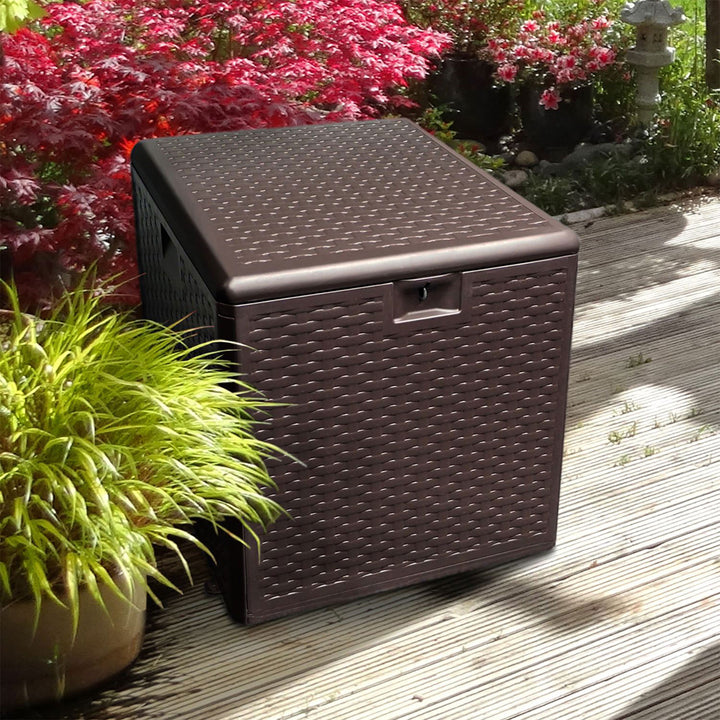 Plastic Development Group 28-Gallon Resin Patio Storage Deck Box, Brown (Used) - VMInnovations