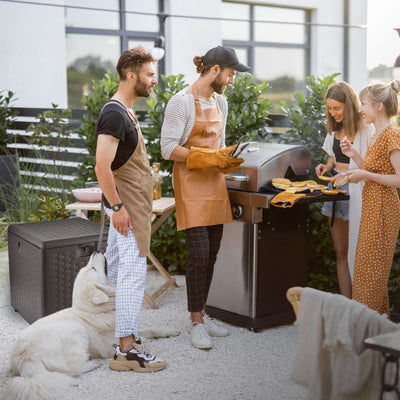 Plastic Development Group 28-Gallon Resin Outdoor Patio Storage Deck Box, Brown