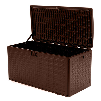 Plastic Development Group 73 Gallon Resin Storage Deck Box, Java Brown(Open Box) - VMInnovations