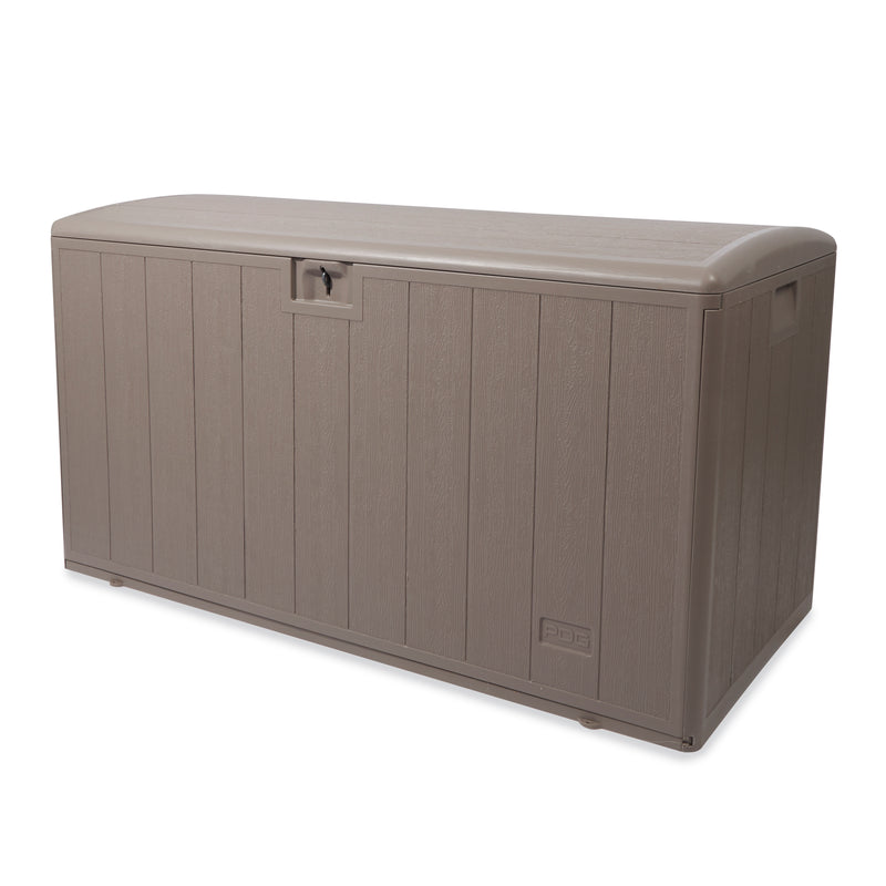 Plastic Development Group 105 Gallon Deck Box with Gas Shock Lid, Driftwood