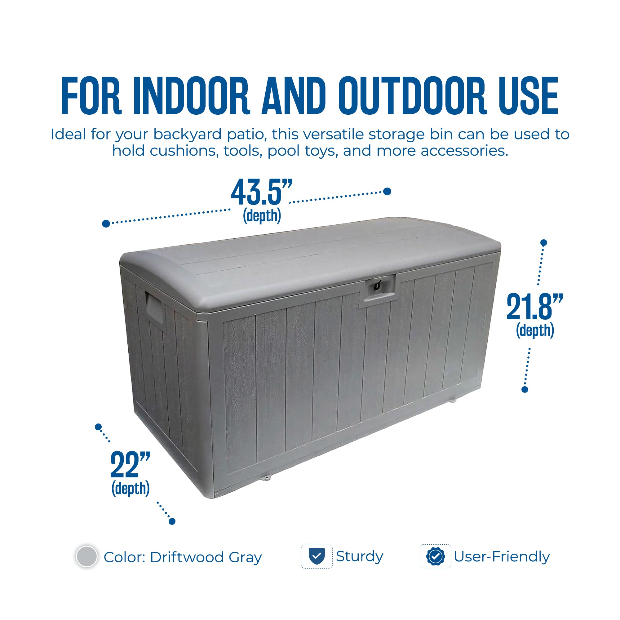 Plastic Development Group 73 Gallon Resin Storage Deck Box, Driftwood (Open Box) - VMInnovations