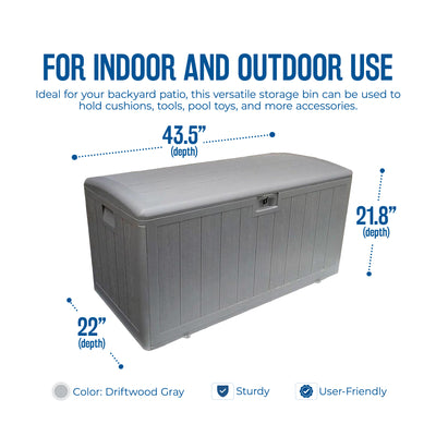 Plastic Development Group 73 Gallon Resin Storage Deck Box, Driftwood (Open Box) - VMInnovations