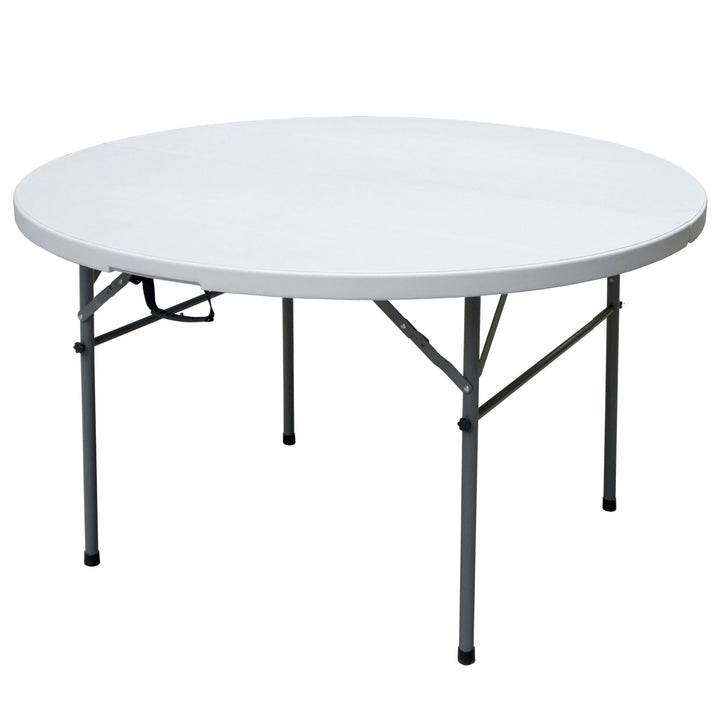 Plastic Development Group 4 Ft Round Indoor Outdoor Folding Banquet Table, White