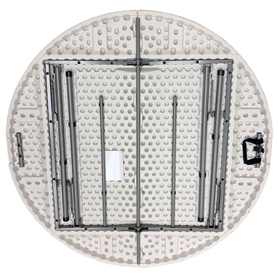 Plastic Development Group 4 Ft Round Indoor Outdoor Folding Banquet Table, White - VMInnovations