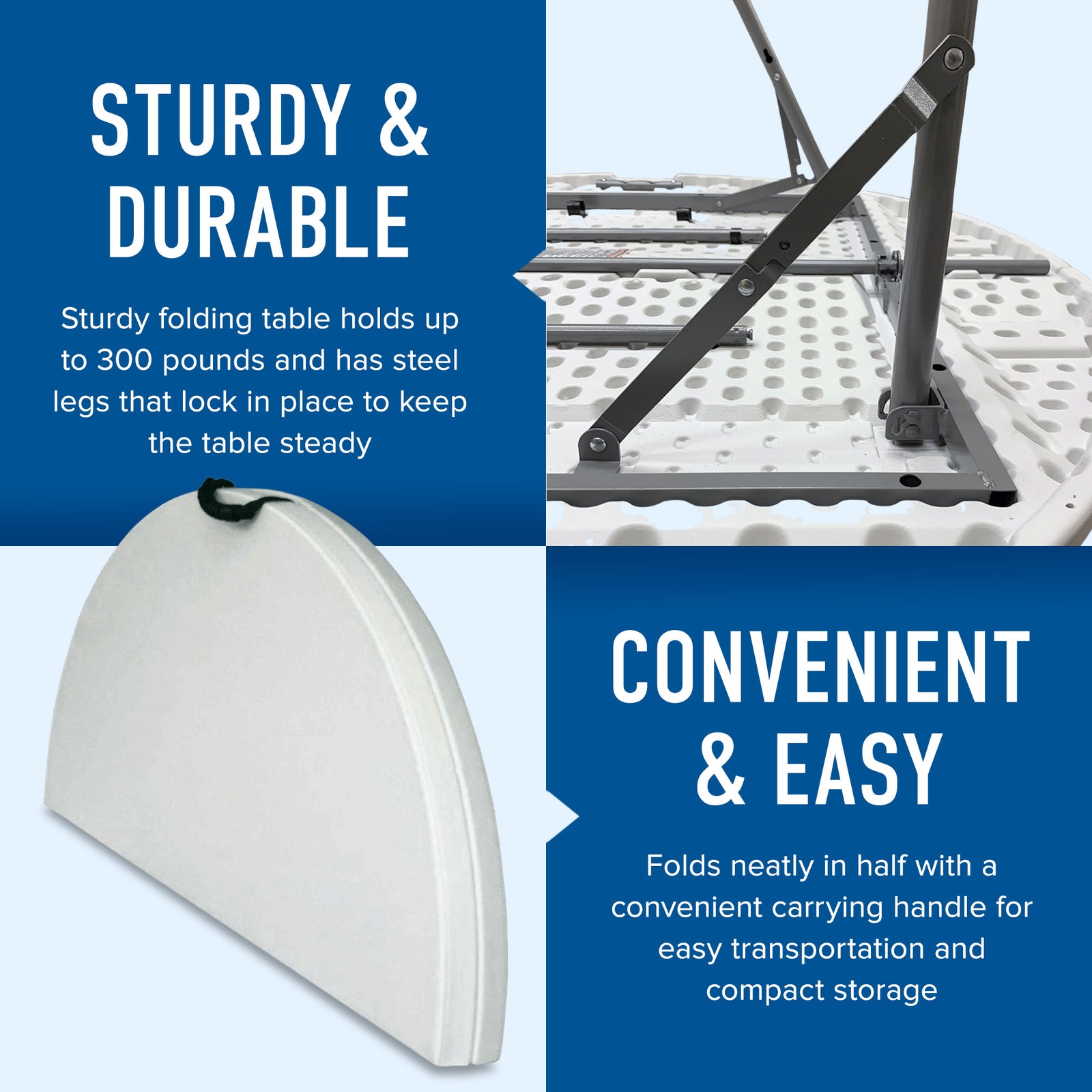 Plastic Development Group 4 Foot Round Fold In Half Folding Banquet Table (Used) - VMInnovations
