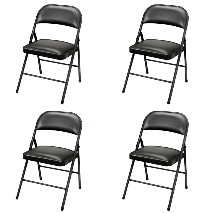 Plastic Development Group Indoor Metal Padded Vinyl Folding Chair, Black (4Pack) - VMInnovations
