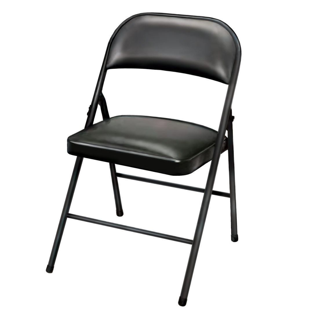 Plastic Development Group Indoor Metal Padded Vinyl Folding Chair, Black (4Pack) - VMInnovations