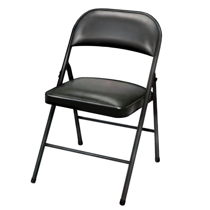 Plastic Development Group Indoor Metal Padded Vinyl Folding Chair, Black (4Pack) - VMInnovations