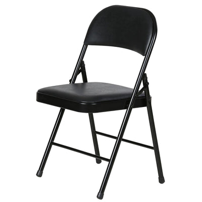 Plastic Development Group Indoor Metal Padded Vinyl Folding Chair, Black (4Pack)