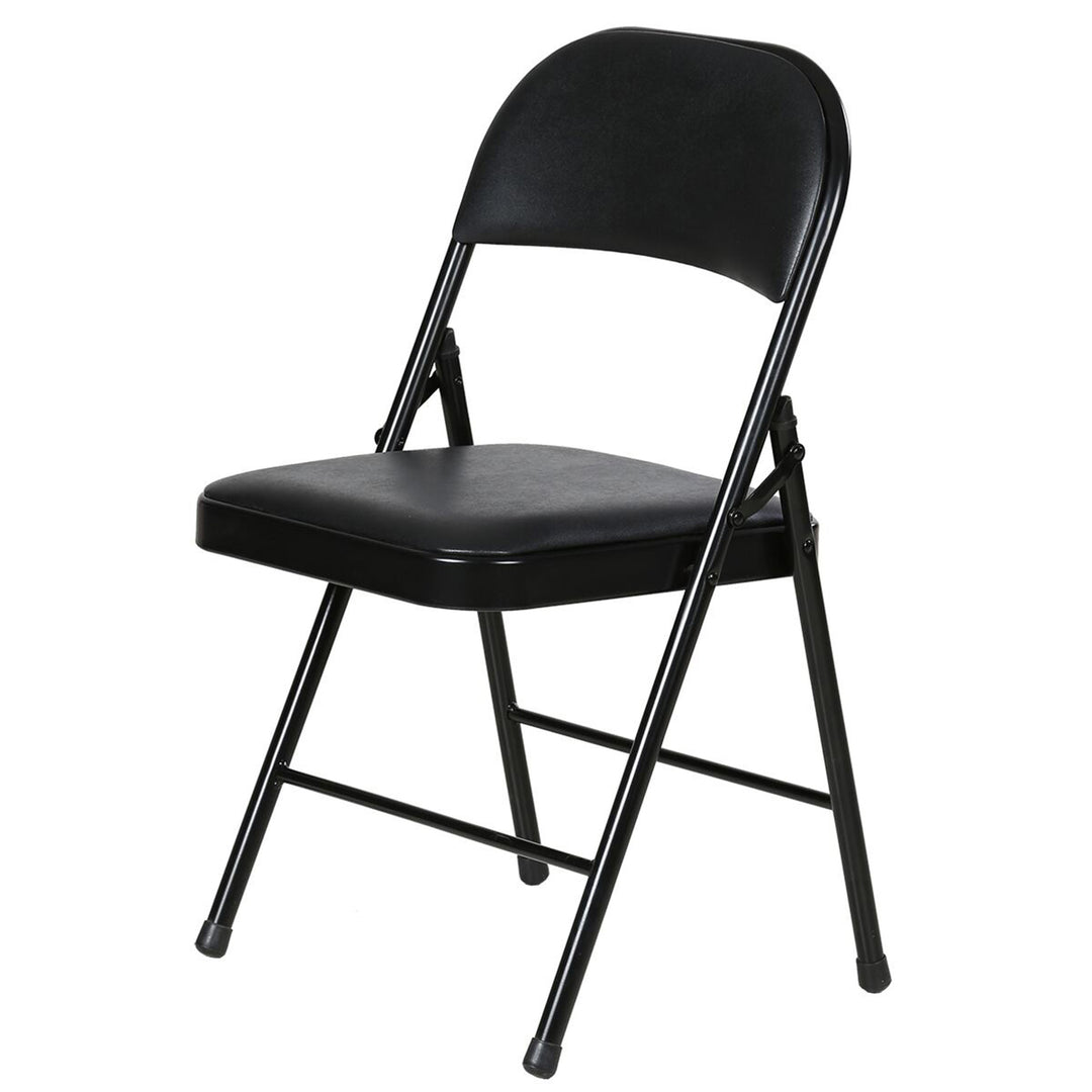 Plastic Development Group Indoor Metal Padded Vinyl Folding Chair, Black (4Pack) - VMInnovations