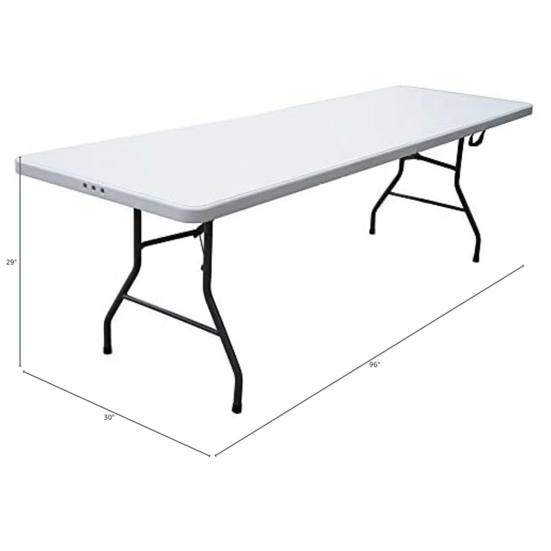 Plastic Development Group Fold In Half 8 Ft Folding Banquet Table, White (Used)