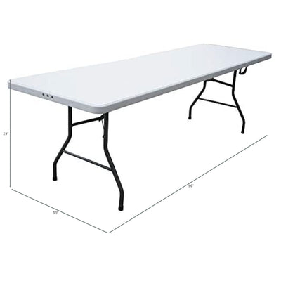 Plastic Development Group 816 8 Ft Fold In Half Folding Table, White (Open Box)