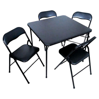 Plastic Development Group 34 Inch Card Table and 4 Chair Furniture Set, Black