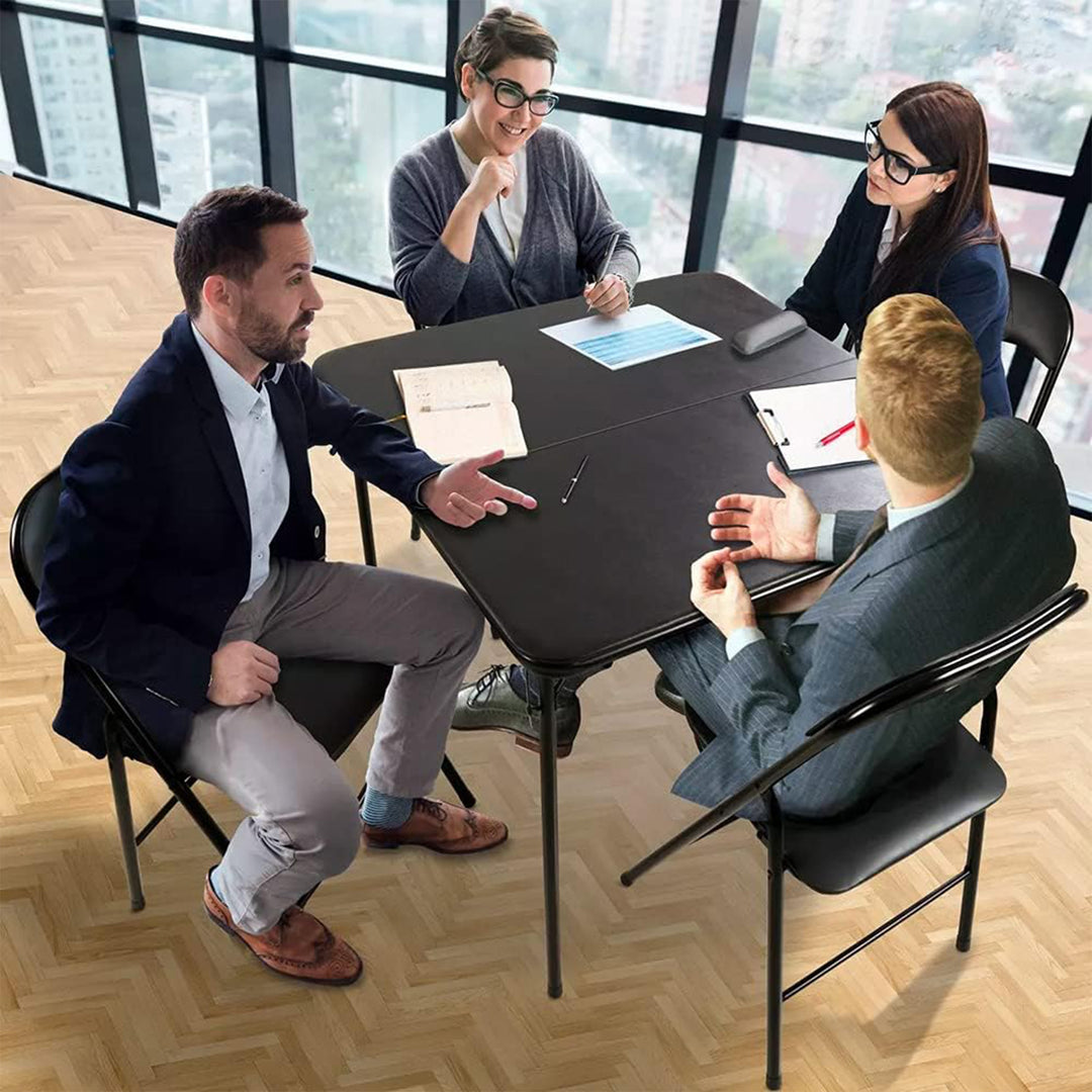 Plastic Development Group 34" Portable Folding Card Table & 4 Chairs Set, Black - VMInnovations
