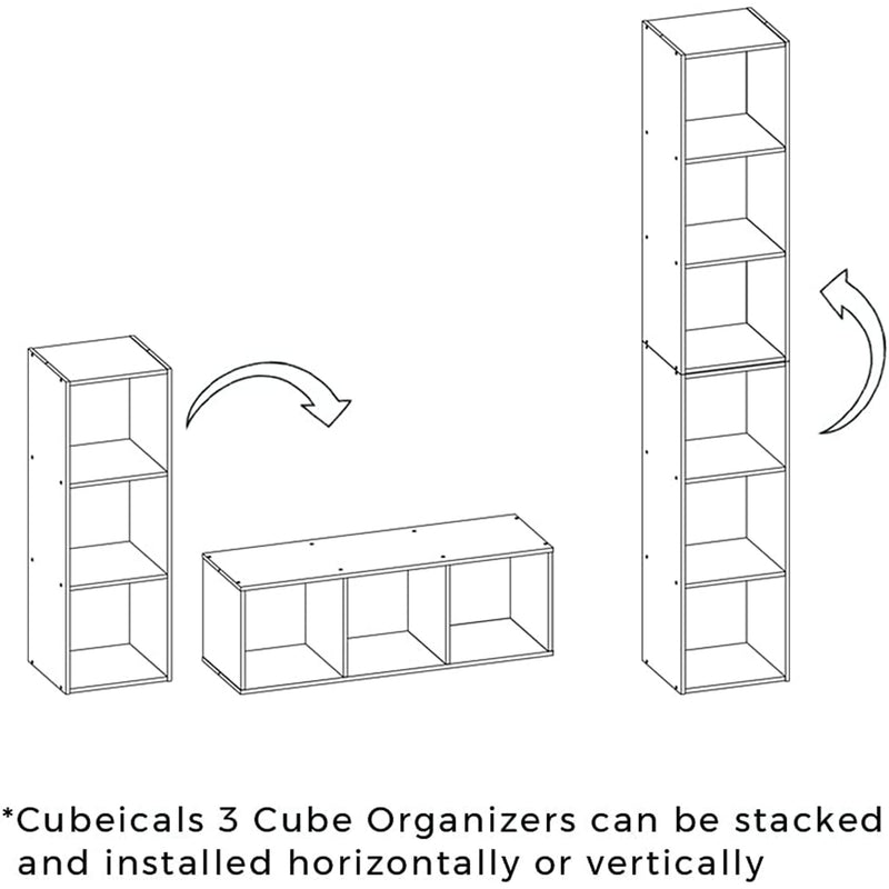 Closetmaid Home Stackable 3 Cube Cubeicals Organizer Storage, White (Used)