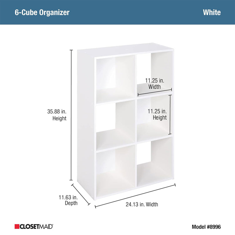 Closetmaid Decorative Home Stackable 6 Cube Cubeicals Organizer Storage, White