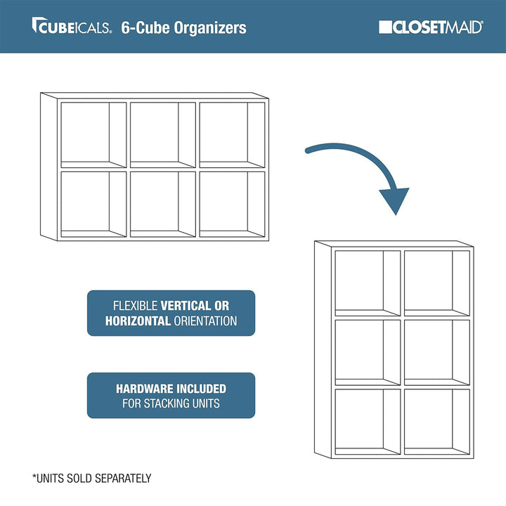 Closetmaid Decorative Home Stackable 6 Cube Cubeicals Organizer Storage, White